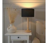 Valuelights Victoria Traditional Light Wood Candlestick Table Lamp With Black Drum Shade - Led Bulb Included