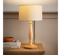 Valuelights Victoria Traditional Light Wood Candlestick Table Lamp With Natural Drum Shade