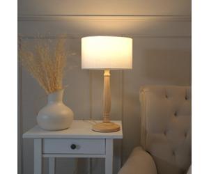 Valuelights Victoria Traditional Light Wood Candlestick Table Lamp With White Drum Shade