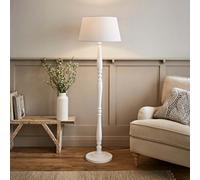 Valuelights Victoria Traditional White Wood Candlestick Floor Lamp With White Tapered Shade
