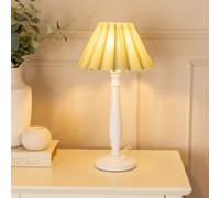 ValueLights Victoria White Wood Candlestick Stem Table Lamp with Scallop Tapered Lamp Shade in Pale Green ValueLights Pale Green