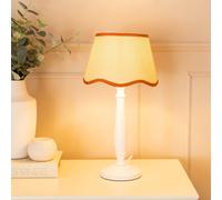 Valuelights Victoria White Wood Candlestick Table Lamp With Linen Scallop Trim Tapered Shade In Burnt Orange Burnt Orange One Size