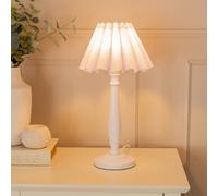 ValueLights | White Wood Candlestick Table Lamp with Lilac Pleated Shade Living Room Bedroom Light | Table Lamps, Home Décor & Improvement Essential | Included LED Bulb