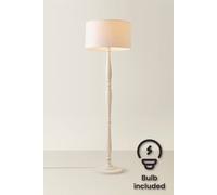 ValueLights | Traditional White Wood Candlestick Floor Lamp with White Fabric Drum Shade for Living Room | Floor Lamps, Home Décor & Improvement Essential | Included LED Bulb