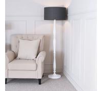 Victoria White Wood Traditional Floor Lamp with Fabric Drum Shade and LED Bulb ValueLights Charcoal One Size