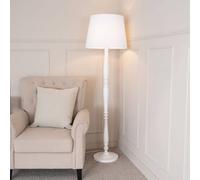 Valuelights Victoria White Wood Traditional Floor Lamp With Fabric Tapered Shade And Bulb White One Size