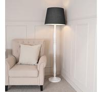 Victoria White Wood Traditional Stem Floor Lamp with Fabric Tapered Shade ValueLights Black One Size