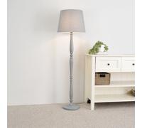Victoria White Wood Traditional Stem Floor Lamp with Fabric Tapered Shade ValueLights Grey One Size