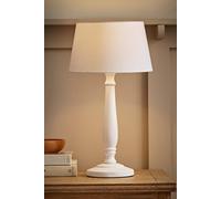 Valuelights Victoria White Wood Traditional Stem Table Lamp With Fabric Tapered Shade White