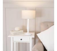Valuelights Victoria White Wood Traditional Table Lamp With Fabric Drum Shade And Led Bulb In Natural Natural One Size