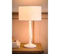 ValueLights | Traditional White Wood Candlestick Table Lamp with White Fabric Drum Shade for Living Room Bedroom | Table Lamps, Home Décor & Improvement Essential | Included LED Bulb
