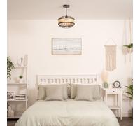 MiniSun | Modern Black Wire Rattan Band Ceiling Light Shade | Pendant Lights, Home Décor & Improvement Essential | 300mm Shade Width