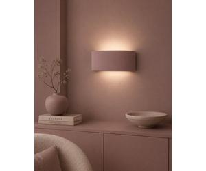 Valuelights Vincent Dusky Pink Curved Ceramic Flush Wall Sconce Light With Bulb