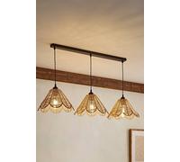 Vine Natural Rattan Flower 3 Drop Black Diner Ceiling Pendant Light ValueLights Natural One Size