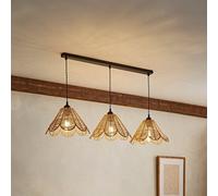 Vine Natural Rattan Flower 3 Drop Black Diner Ceiling Pendant Light ValueLights Natural One Size