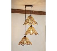 Vine Rattan Flower Shade 3 Drop Cluster Matte Black Ceiling Pendant Light ValueLights Natural One Size