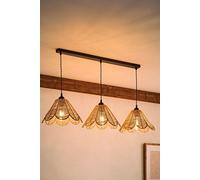 ValueLights | Vine Rattan Flower Shade 3 Drop Matte Black Diner Ceiling Pendant Light & Bulbs | Shades, Home Décor & Improvement Essential | Light Bulb Included | Includes Full Wired Fitting