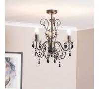 Valuelights Viscount 3 Way Jewel Chandelier Ceiling Pendant Light In Black Black