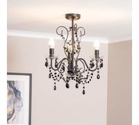 ValueLights | Black 3 Way Ceiling Light Chandelier Fitting with Clear Acrylic Jewel Droplets | Chandeliers, Home Décor & Improvement Essential