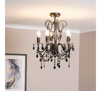 ValueLights | Black 5 Way Ceiling Light Chandelier Fitting with Clear Acrylic Jewel Droplets | Chandeliers, Home Décor & Improvement Essential | Mains Wired