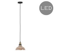 MiniSun | Steampunk Style Black and Gold Ceiling Light Pendant with an Amber Tinted Glass Shade | Pendant Lights, Home Décor Essential | Includes 4W LED Bulb | Includes Full Wired Fitting