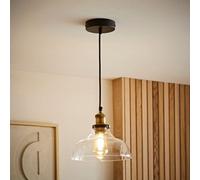 ValueLights Wallace Industrial Shallow Glass Shade Ceiling Pendant Drop Light in Clear ValueLights Clear