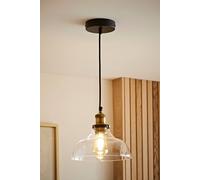 Valuelights Wallace Industrial Black And Gold Clear Glass Pendant Ceiling Light
