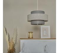 MiniSun | Modern Ceiling Light Shades in a Grey Herringbone Finish | Pendant Lights, Home Décor & Improvement Essential | Set of 2 | 30cm Shade Width