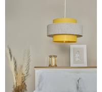 MiniSun | Modern Ceiling Light Shades in a Mustard and Grey Herringbone Finish | Pendant Lights, Home Décor & Improvement Essential | Set of 2 | 30cm Shade Width
