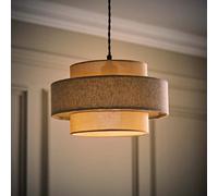 Valuelights Weaver Cream/grey Herringbone Ceiling Lamp Shade And Bulb