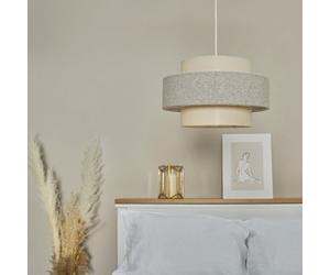 Valuelights Weaver Pair Of Cream/grey Herringbone Ceiling Lamp Shades And Bulbs