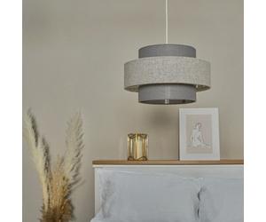 Valuelights Weaver Pair Of Grey Herringbone Ceiling Lamp Shades And Bulbs