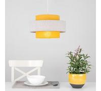 Valuelights Weaver Pair Of Mustard/grey Herringbone Ceiling Lamp Shades