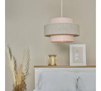 Valuelights Weaver Pair Of Pink/grey Herringbone Ceiling Lamp Shades
