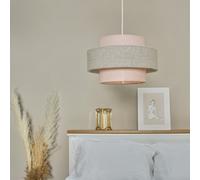 Valuelights Weaver Pair Of Pink/grey Herringbone Ceiling Lamp Shades