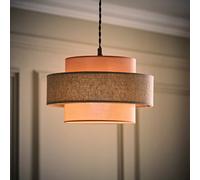 Valuelights Weaver Pink/grey Herringbone Ceiling Lamp Shade And E27 Bulb