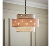 Valuelights Weaver Star Pink/grey Tiered Ceiling Lamp Shade And Bulb