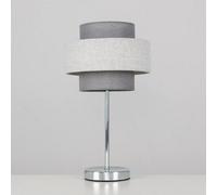 Valuelights Weaver Touch Table Lamp With Herringbone Grey Shade
