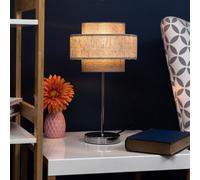 Valuelights Weaver Touch Table Lamp With Herringbone Grey Shade And Bulb