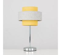 MiniSun | Modern Polished Chrome Touch Table Lamp with a Mustard and Grey Herringbone Shade | Table Lamps, Home Décor & Improvement Essential