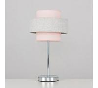 Valuelights Weaver Touch Table Lamp With Herringbone/pink Shade
