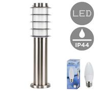 Valuelights Wharf Modern Outdoor Stainless Steel 450mm Bollard Lantern Light Post - Includes 4W Led Candle Bulb 6500K Cool White