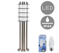 MiniSun | Modern Stainless Steel 450mm Light Post | Post Lights, Home Décor & Improvement Essential | Includes 4W LED Bulb [3000K Warm White] | Mains Wired