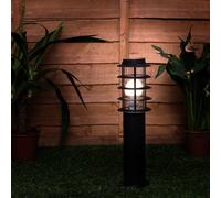 Wharf Pack of 4 Black Stainless Steel Outdoor 450mm Ground Post Bollard Lights with LED Bulbs ValueLights Black One Size