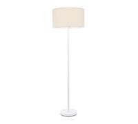 ValueLights | White Metal Single Stem Floor Lamp with Cream Fabric Drum Lampshade for Living Room Lounge | Floor Lamps, Home Décor & Improvement Essential | Included LED Bulb