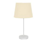 ValueLights | White Metal Single Stem Table Lamp with Beige Tapered Lampshade for Living Room Bedroom | Table Lamps, Home Décor & Improvement Essential | Included LED Bulb