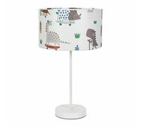 ValueLights | White Metal Single Stem Table Lamp with Kids Cartoon Dino Drum Lampshade for Bedroom | Table Lamps, Home Décor & Improvement Essential