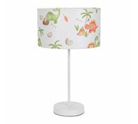 ValueLights | White Metal Single Stem Table Lamp with Kids Dino Drum Lampshade for Bedroom | Table Lamps, Home Décor & Improvement Essential | Included LED Bulb