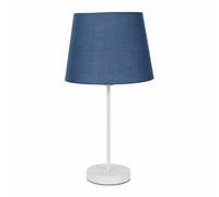 ValueLights | White Metal Single Stem Table Lamp with Navy Blue Tapered Lampshade for Living Room Bedroom | Table Lamps, Home Décor & Improvement Essential | Included LED Bulb