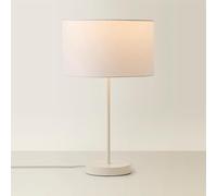 Charlie White Metal Single Stem Table Lamp with Fabric Drum Lamp Shade ValueLights White One Size